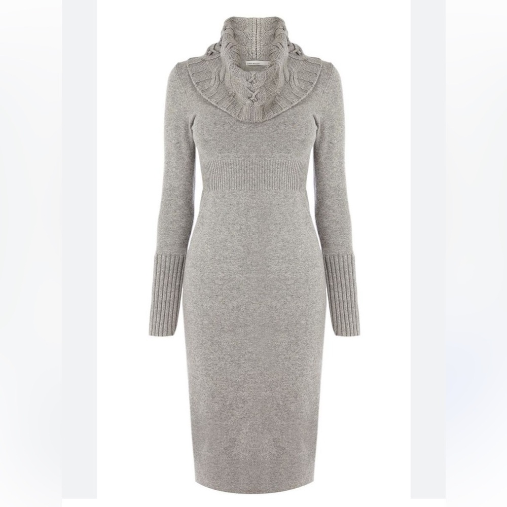 Karen Millen Heather gray cow neck sweater long sleeve dress 2